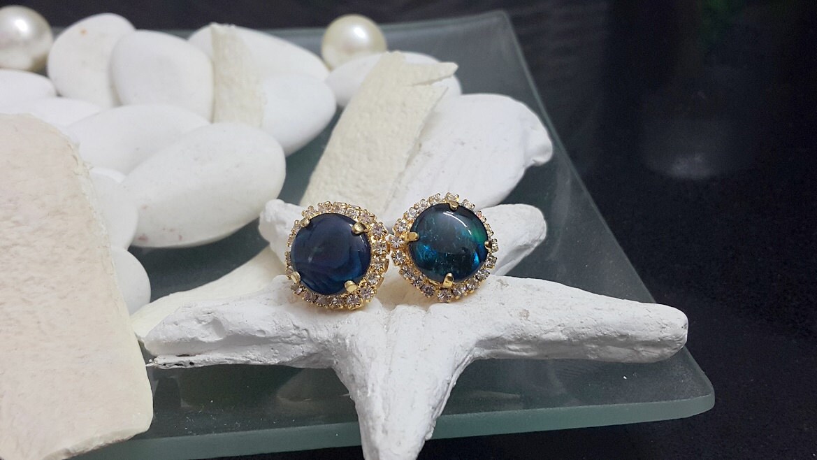 Perlmutt Ohrstecker, Swarovski Kristall, 14K Gold Filled Ohrringe von CandyCrystalsJewelry