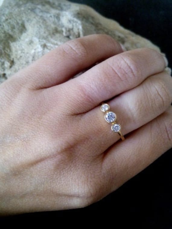 14K Gold Filled Ehering Dreifacher Cz Quarz Ring von CandySimpleJewelry