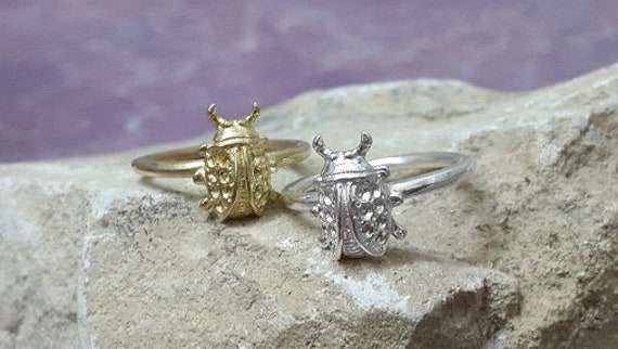 14K Gold Filled Marienkäfer Ring Sterling Silber Stacking Ring von CandySimpleJewelry
