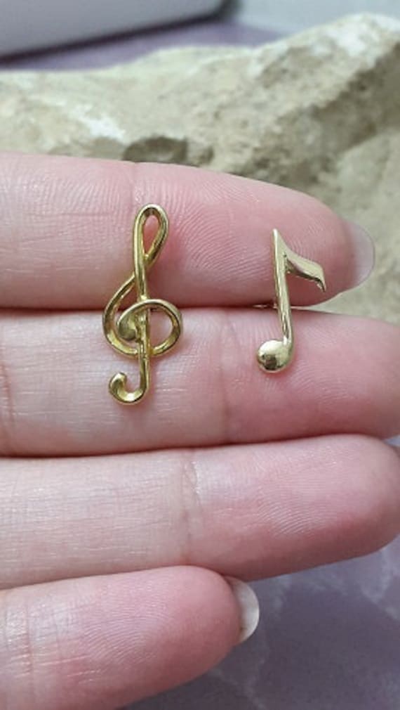 14K Gold Filled Violinschlüssel Ohrstecker Musik Note Beiträge von CandySimpleJewelry
