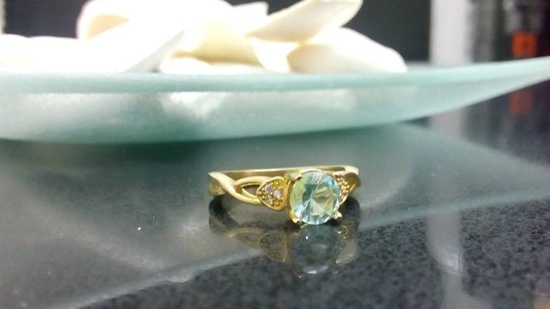 Aquamarin 14K Gold Filled Ring Runder Geburtsstein Versprechensring von CandySimpleJewelry