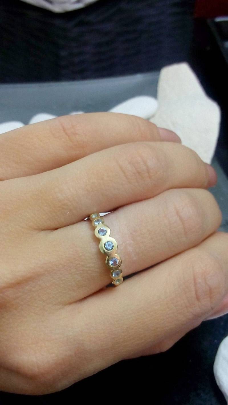 Aquamarine Stacking Ring 14K Gold Filled Bezel-Set von CandySimpleJewelry