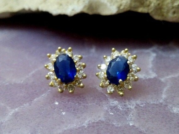 Art Deco Labrador Saphir Ohrstecker 14K Gold Filled Brautschmuck von CandySimpleJewelry