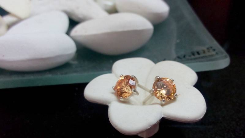 Citrin Sterling Silber Ohrstecker November Geburtsstein von CandySimpleJewelry