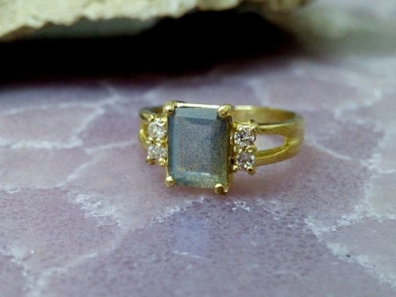Labradorit Rechteck Ring 14K Gold Filled Stapelstein Ring von CandySimpleJewelry
