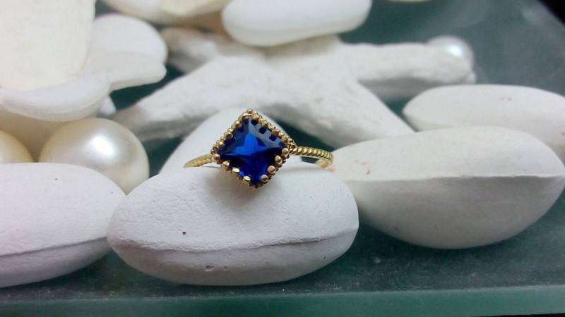 Marine Saphir Gold Filled Ring - September Geburtsstein von CandySimpleJewelry