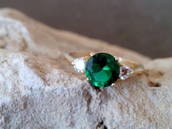 Smaragd Ring Dünner 14K Gold Filled Stapelring von CandySimpleJewelry