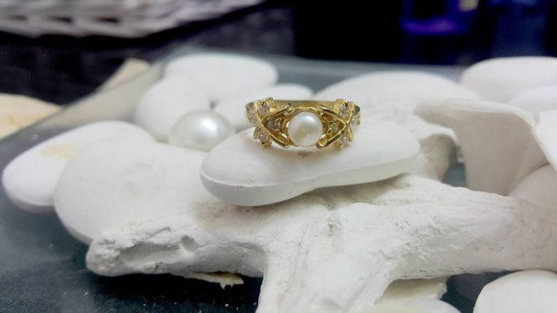 Süßwasser Perlen Ring 14K Gold Gefüllter Kristall Blumen Ring von CandySimpleJewelry