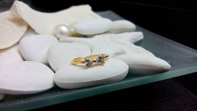 Swarovski Crystal Bow Ring 14K Gold Filled Hochzeitsschmuck von CandySimpleJewelry