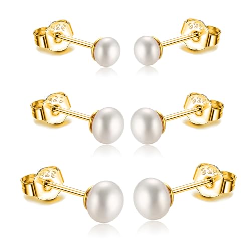 3er Perlenohrringe Gold Silber 925 Vergoldet Weiße Perlenohrstecker Echte Perlen Süßwasserperlen Ohrringe Stecker Süßwasser-zuchtperlen Ohrringe 3 Paar Set 3mm 4mm 5mm 3er Perlenohrringe Gold Silber 925 Vergoldet Weiße Perlenohrstecker Echte Perlen Süßwasserperlen Ohrringe Stecker Süßwasser-zuchtperlen Ohrringe 3 Paar Set 3mm 4mm 5mm von Candyfancy