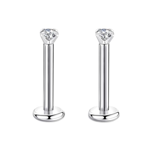 Candyfancy 16G/1.2MM Helix Tragus Piercing Ohr Lip Labret 2MM Kubikzirconia Gem Ohrschmuck Kristall Knorpel Ohrstecker Zirkonia Ohrringe 10MM Stange von Candyfancy