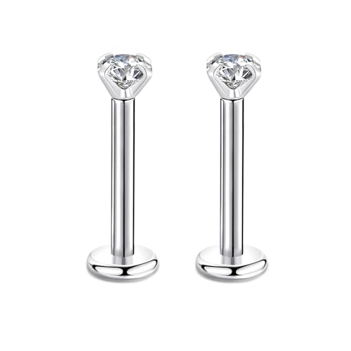 Candyfancy 16G/1.2MM Helix Tragus Piercing Ohr Lip Labret 3MM Kubikzirconia Gem Ohrschmuck Kristall Knorpel Ohrstecker Zirkonia Ohrringe 10MM Stange von Candyfancy
