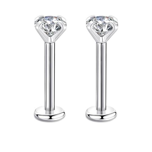Candyfancy 16G/1.2MM Helix Tragus Piercing Ohr Lip Labret 4MM Kubikzirconia Gem Ohrschmuck Kristall Knorpel Ohrstecker Zirkonia Ohrringe 10MM Stange von Candyfancy