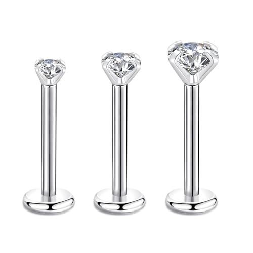 Candyfancy 18G/1.0MM Helix Tragus Piercing Ohr Lip Labret 2/3/4MM Kubikzirconia Gem Ohrschmuck Kristall Knorpel Ohrstecker Zirkonia Ohrringe 10MM Stange von Candyfancy