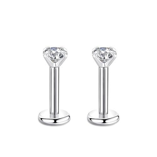 Candyfancy 18G/1.0MM Helix Tragus Piercing Ohr Lip Labret 3MM Kubikzirconia Gem Ohrschmuck Kristall Knorpel Ohrstecker Zirkonia Ohrringe 6MM Stange von Candyfancy