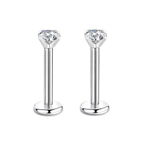 Candyfancy 18G/1.0MM Helix Tragus Piercing Ohr Lip Labret 3MM Kubikzirconia Gem Ohrschmuck Kristall Knorpel Ohrstecker Zirkonia Ohrringe 8MM Stange von Candyfancy