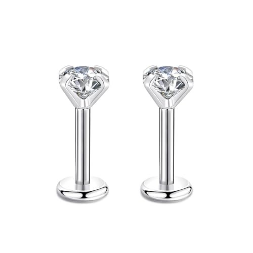 Candyfancy 18G/1.0MM Helix Tragus Piercing Ohr Lip Labret 4MM Kubikzirconia Gem Ohrschmuck Kristall Knorpel Ohrstecker Zirkonia Ohrringe 6MM Stange von Candyfancy