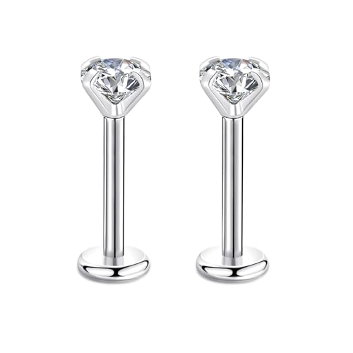 Candyfancy 18G/1.0MM Helix Tragus Piercing Ohr Lip Labret 4MM Kubikzirconia Gem Ohrschmuck Kristall Knorpel Ohrstecker Zirkonia Ohrringe 8MM Stange von Candyfancy