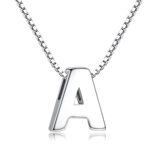 Candyfancy Buchstabenkette - Buchstabenanhänger Silber Kettenanhänger Initialen Silberkette Damen 925 (Kette mit buchstabe A) von Candyfancy