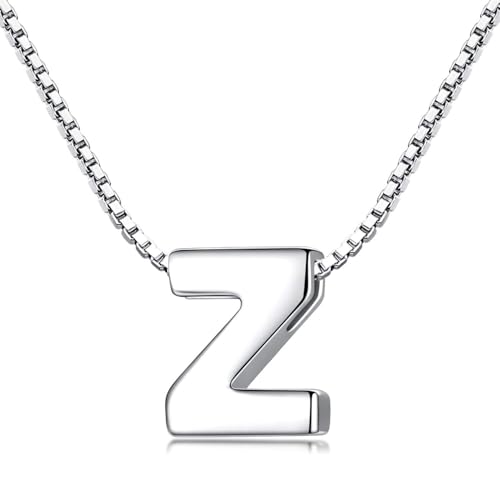Buchstaben Kette - Buchstabenkette Kette mit Buchstabenanhänger Silber Halskette Kettenanhänger Initialen Silberkette Damen 925 (Kette mit buchstabe Z) von Candyfancy