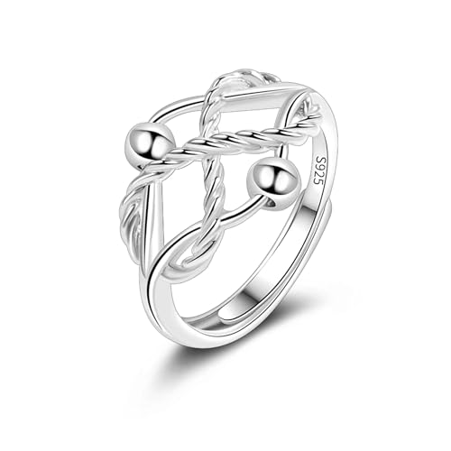Candyfancy Anxiety Ring Silber 925 Damen Verstellbare Spinner Ring Anti Stress Fidget Ring für Frauen Angstring Silber Stress Ringe, Schmuck Geschenke Frauen Infinity von Candyfancy