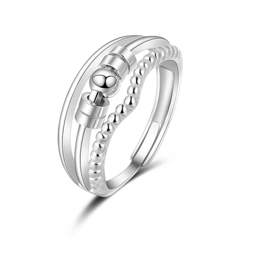 Candyfancy Anxiety Ring Silber 925 Damen Verstellbare Spinner Ring Anti Stress Fidget Ring für Frauen Angstring Silber Stress Ringe, Schmuck Geschenke Frauen V von Candyfancy