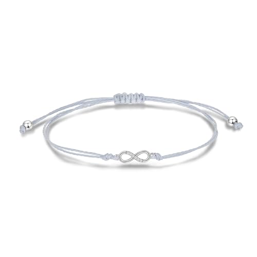 Candyfancy Infinity Armband Damen Hellgrau – Verstellbares Freundschaftsarmband mit Edelstahl & Zirkonia – Glücksarmband für Frauen & Mädchen von Candyfancy