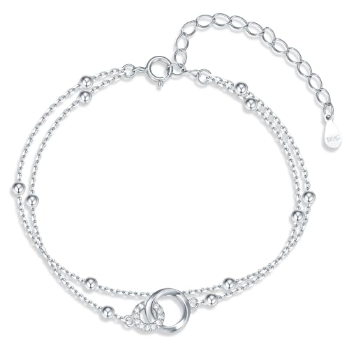 Candyfancy Armband für Damen Silber 925 Herz Silberarmband Verstellbare Armbänder Armkette Geschenke für Frauen Mädchen Freundin Mama von Candyfancy