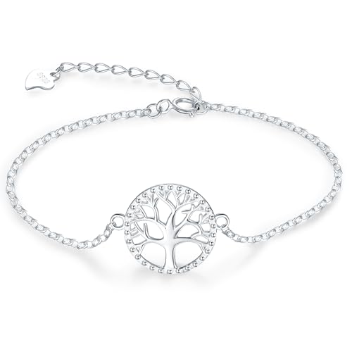 Candyfancy Armband für Damen Silber 925 Lebensbaum Silberarmband Verstellbare Armbänder Armkette Geschenke für Frauen Mädchen Freundin Mama von Candyfancy