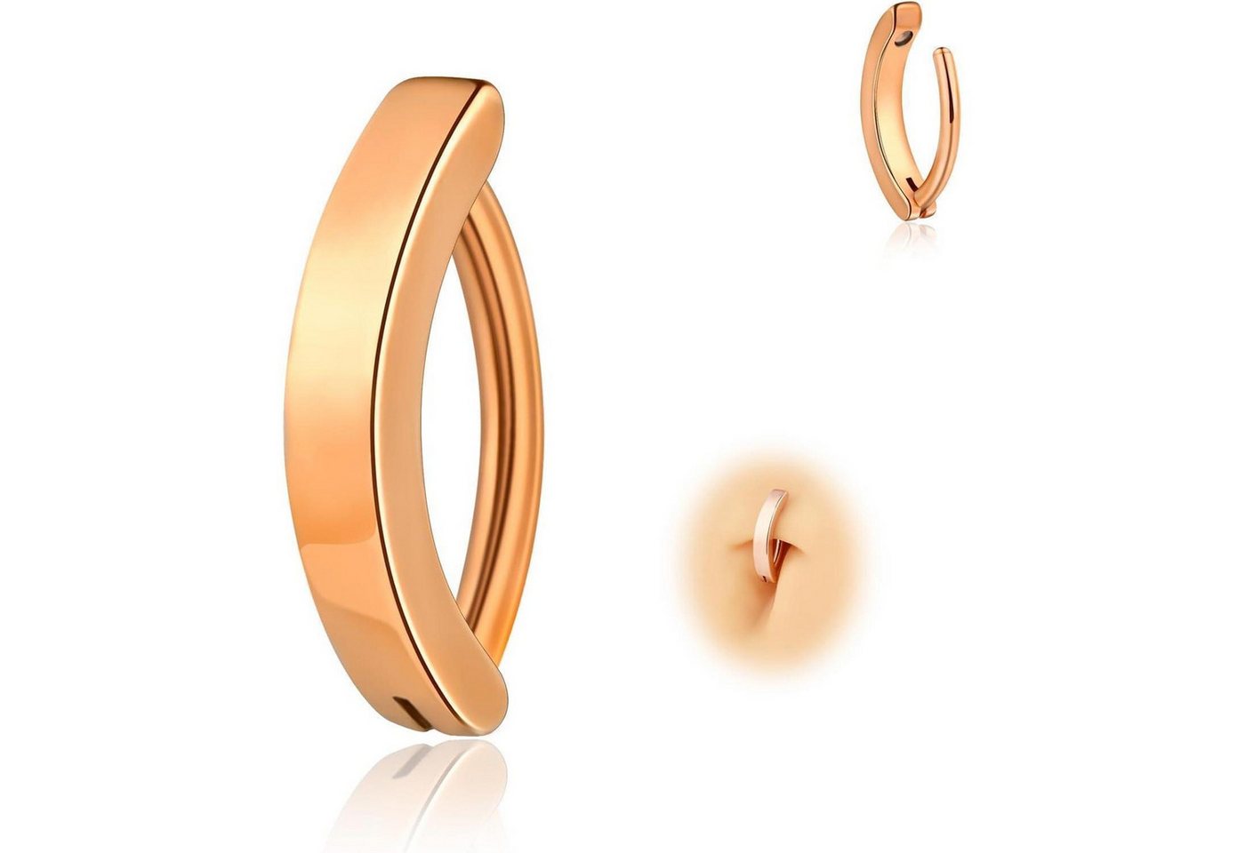 Candyfancy Bauchnabelpiercing Schwarzes Zirkonia Titan Bauchnabelpiercing 14G Clicker 10mm/12mm von Candyfancy