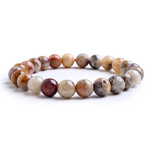 Candyfancy Crazy Lace Achat Armband Bergkristall Perlen 8MM Beads Elastisch Natürlich Stein Armbänder Damen Herren von Candyfancy