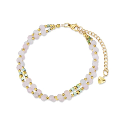 Candyfancy Edelstein Armbänder für Frauen Naturstein Armband Damen Natürliche Echte 4mm Steine Doppelter Perlenarmband für Damen Edelstahl Verstellbare Länge 18,5+5cm Rosenquarz Candyfancy Edelstein Armbänder für Frauen Naturstein Armband Damen Natürliche Echte 4mm Steine Doppelter Perlenarmband für Damen Edelstahl Verstellbare Länge 18,5+5cm Rosenquarz von Candyfancy