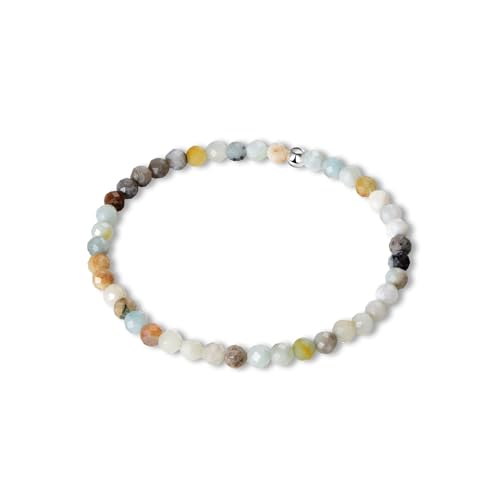 Candyfancy Edelstein Armband mit 4mm Silber 925 Perlen Echtes Naturstein Armband Damen Natürliche Echte Amazonit Perlenarmband Länge 18cm von Candyfancy