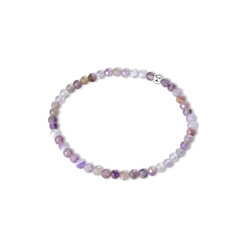 Candyfancy Edelstein Armband mit 4mm Silber 925 Perlen Echtes Naturstein Armband Damen Natürliche Echte Amethyst Steine Perlenarmband Länge 18cm von Candyfancy