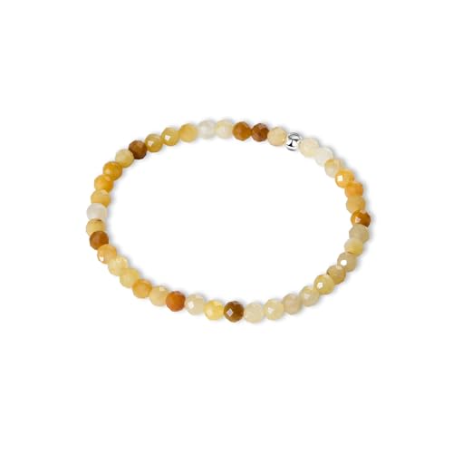 Candyfancy Edelstein Armband mit 4mm Silber 925 Perlen Echtes Naturstein Armband Damen Natürliche Echte Citrine Steine Perlenarmband Länge 18cm von Candyfancy
