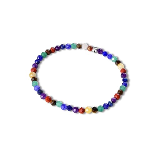 Candyfancy Edelstein Armband mit 4mm Silber 925 Perlen Echtes Naturstein Armband Damen Natürliche Echte Steine Perlenarmband Länge 18cm von Candyfancy