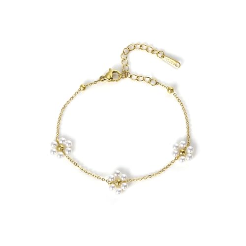 Candyfancy Gänseblümchen Armband mit Perlen Vergoldet Daisy Armband für Frauen Mädchen, 16+5 cm Länge, 3 Blume Candyfancy Gänseblümchen Armband mit Perlen Vergoldet Daisy Armband für Frauen Mädchen, 16+5 cm Länge, 3 Blume von Candyfancy
