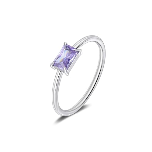 Candyfancy Geburtsstein Ringe Silber für Damen Stapelbarer Ring für Frauen Mädchen Verlobungsring Versprechensringe Daumenring mit Alexandrit Stein Größe 52 von Candyfancy