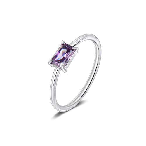 Candyfancy Geburtsstein Ringe Silber für Damen Stapelbarer Ring für Frauen Mädchen Verlobungsring Versprechensringe Daumenring mit Amethyst Stein Größe 60 von Candyfancy