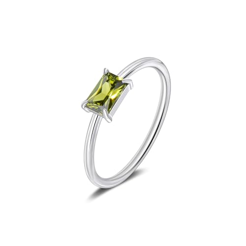 Candyfancy Geburtsstein Ringe Silber für Damen Stapelbarer Ring für Frauen Mädchen Verlobungsring Versprechensringe Daumenring mit Peridot Stein Größe 52 von Candyfancy