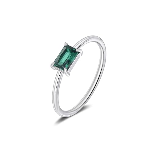 Candyfancy Geburtsstein Ringe Silber für Damen Stapelbarer Ring für Frauen Mädchen Verlobungsring Versprechensringe Daumenring mit Smaragd Stein Größe 52 von Candyfancy