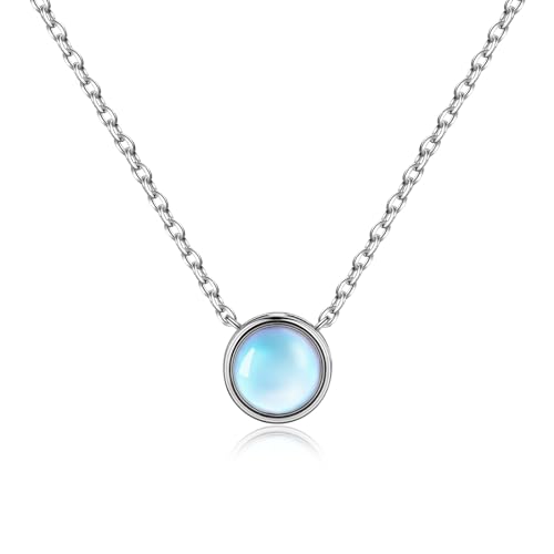 Candyfancy Halskette Silber 925 mit Anhänger, Damen Kette mit Mondstein Anhänger Silberkette Geschenk für Frauen Freundin Candyfancy Halskette Silber 925 mit Anhänger, Damen Kette mit Mondstein Anhänger Silberkette Geschenk für Frauen Freundin von Candyfancy