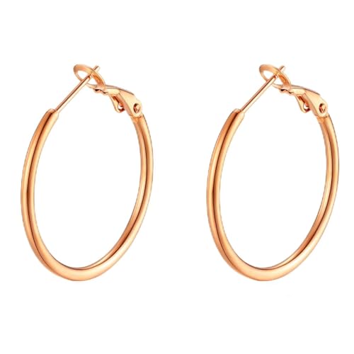 Candyfancy Hoop Earrings gold versilbert für Frauen Mädchen Mode Runde Schleife Kreis Huggie Hoops Ohrringe 30mm 40mm 50mm 60mm Silber Gold Rose Gold Schwarz Edelstahl von Candyfancy