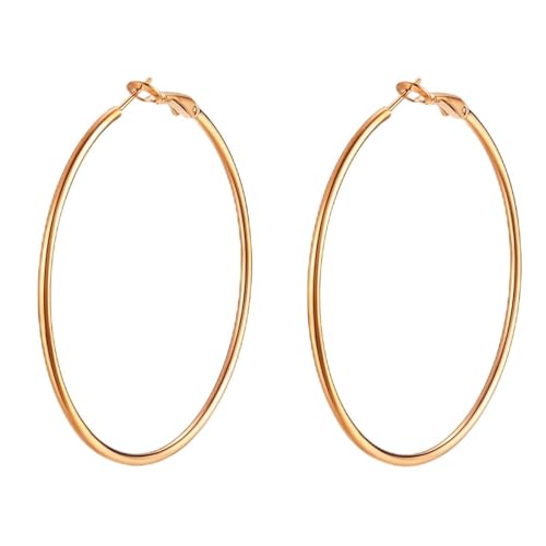 Candyfancy Hoop Earrings gold versilbert für Frauen Mädchen Mode Runde Schleife Kreis Huggie Hoops Ohrringe 30mm 40mm 50mm 60mm Silber Gold Rose Gold Schwarz Edelstahl von Candyfancy