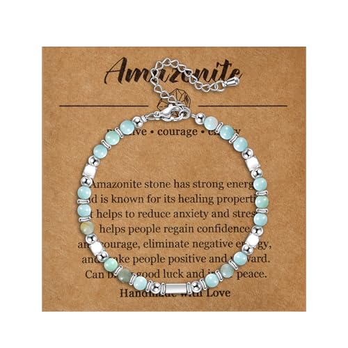 Candyfancy Naturstein Armband Damen Edelstein Armbänder für Frauen Natürliche Echte Steine Perlenarmband für Damen Verstellbare Länge 18+5cm Amazonit Candyfancy Naturstein Armband Damen Edelstein Armbänder für Frauen Natürliche Echte Steine Perlenarmband für Damen Verstellbare Länge 18+5cm Amazonit von Candyfancy