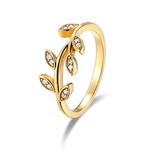 Candyfancy Olivenzweig ringe Silber 925 Vergoldet Damenring Zirkonia Bandring Olivenblatt Promise Ring Blätter SilberRing Geschenke für Damen Frauen Größe 57 Candyfancy Olivenzweig ringe Silber 925 Vergoldet Damenring Zirkonia Bandring Olivenblatt Promise Ring Blätter SilberRing Geschenke für Damen Frauen Größe 57 von Candyfancy
