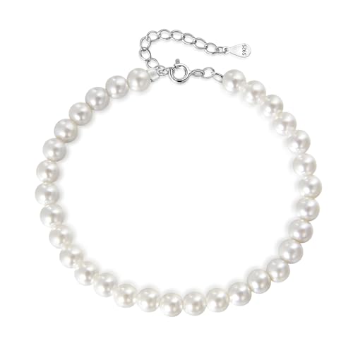 Candyfancy Perlenarmband Damen Weiße Runde Simulierte Perlen 16+3cm Verstellbare Lange Perlen Armband für Damen Frauen Geschenke, Perlen 5mm Candyfancy Perlenarmband Damen Weiße Runde Simulierte Perlen 16+3cm Verstellbare Lange Perlen Armband für Damen Frauen Geschenke, Perlen 5mm von Candyfancy