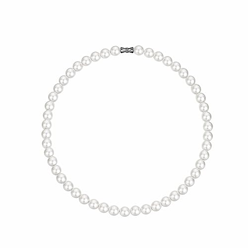 Candyfancy Perlenkette Herren Choker Perlen Kette Weiße Runde Simulierte Glasperlen Kette, 40cm Halskette Perlen Weiß für Männer Damen Frauen und Mädchen Valentinstag Geburtstag Geschenke,Perlen 6mm von Candyfancy