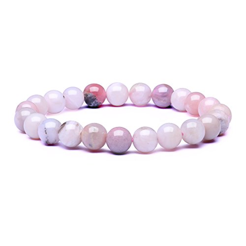 Candyfancy Rosenquarz Heilsteine Armband Bergkristall Cyanit Armband Perlen 8MM Beads Elastisch Natürlich Stein Armbänder Damen Herren von Candyfancy