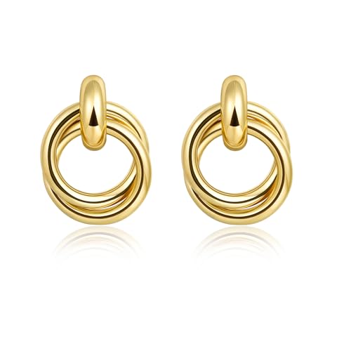 Chunky Ohrringe Gold Hängend Damen Tropfen Ohrringe Knoten Gold Earrings von Candyfancy